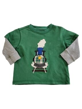 K1046 * Gymboree Boys North Pole Express Layered Train Tee Green Size 18/24M